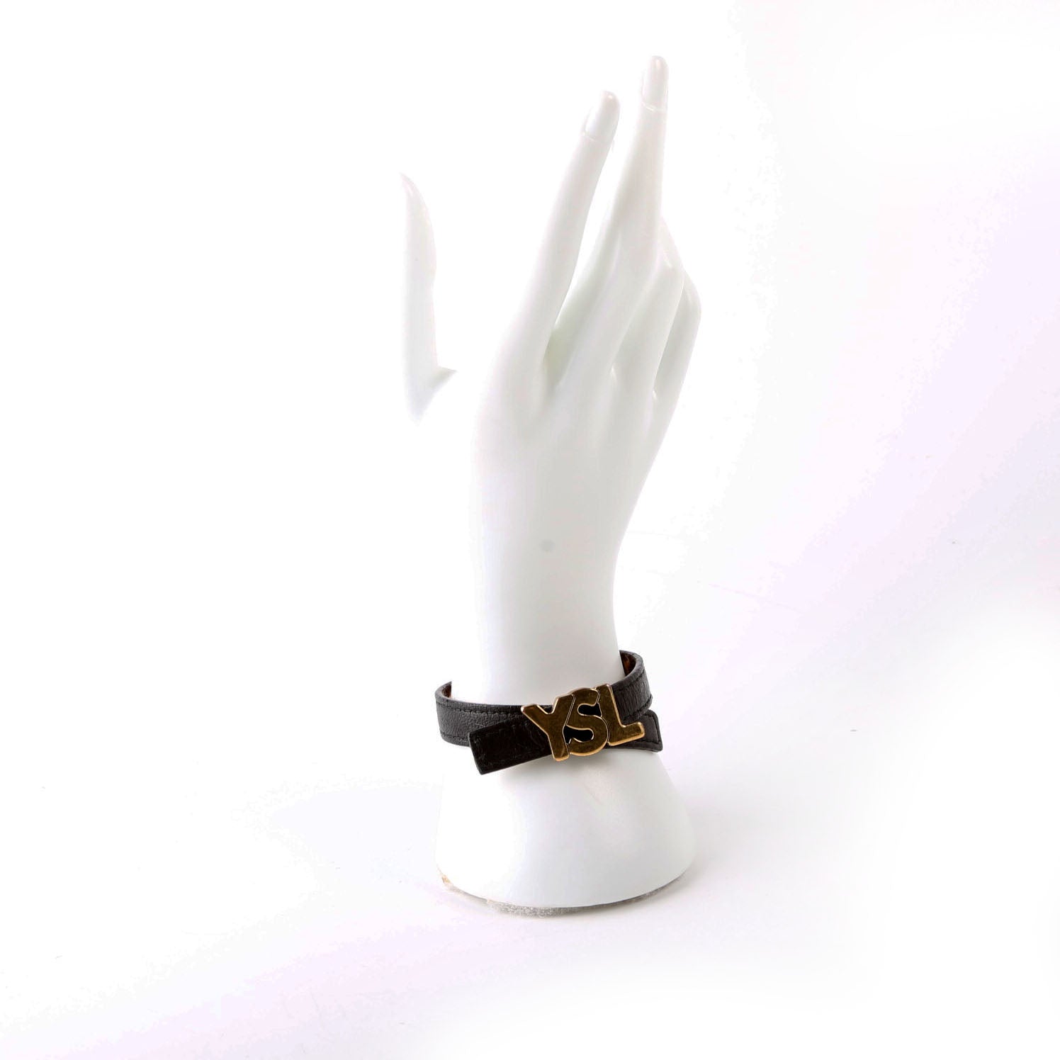 YSL Logo Reversible Bracelet Leather/Pony Hair