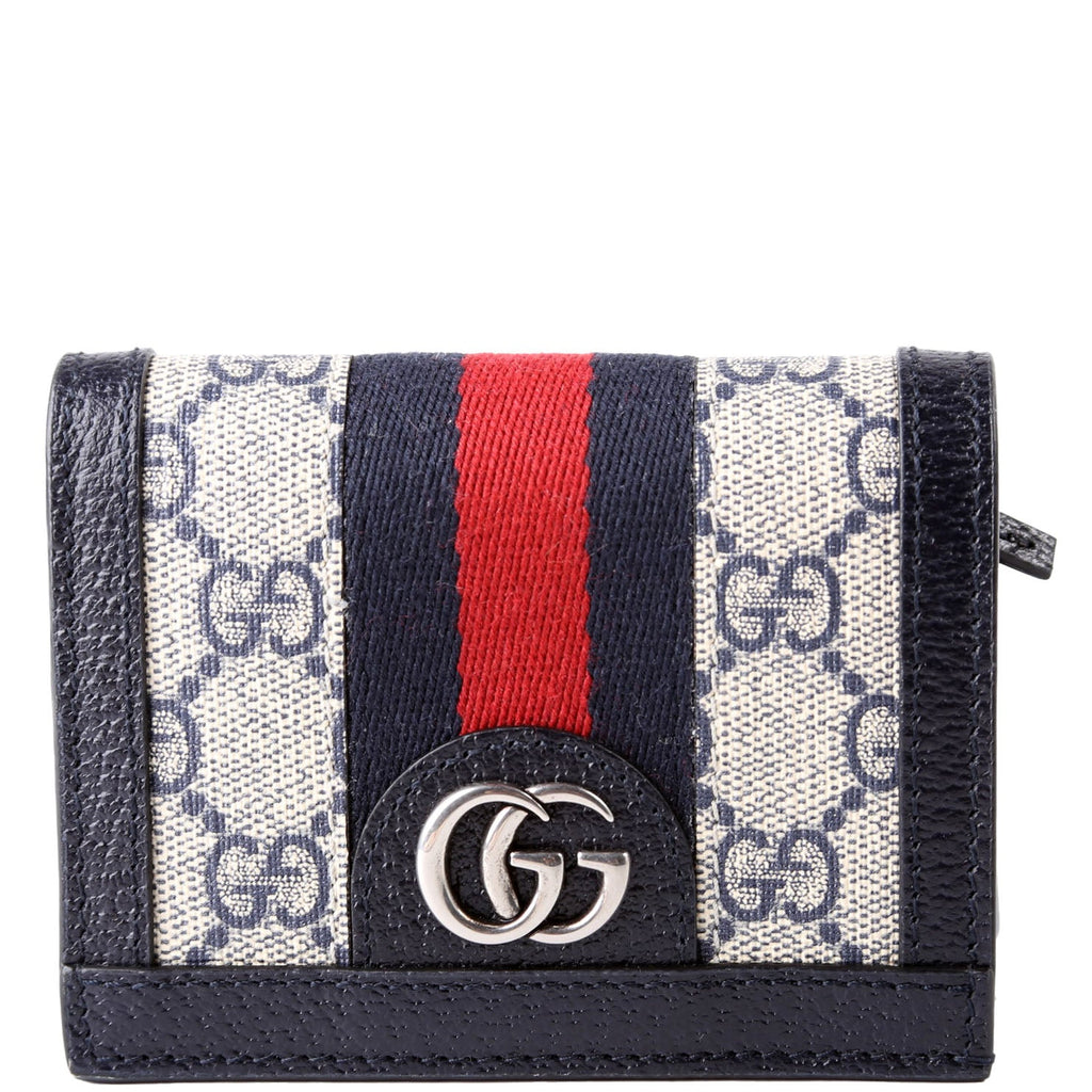 523155 Ophidia GG Card Case Wallet Blue
