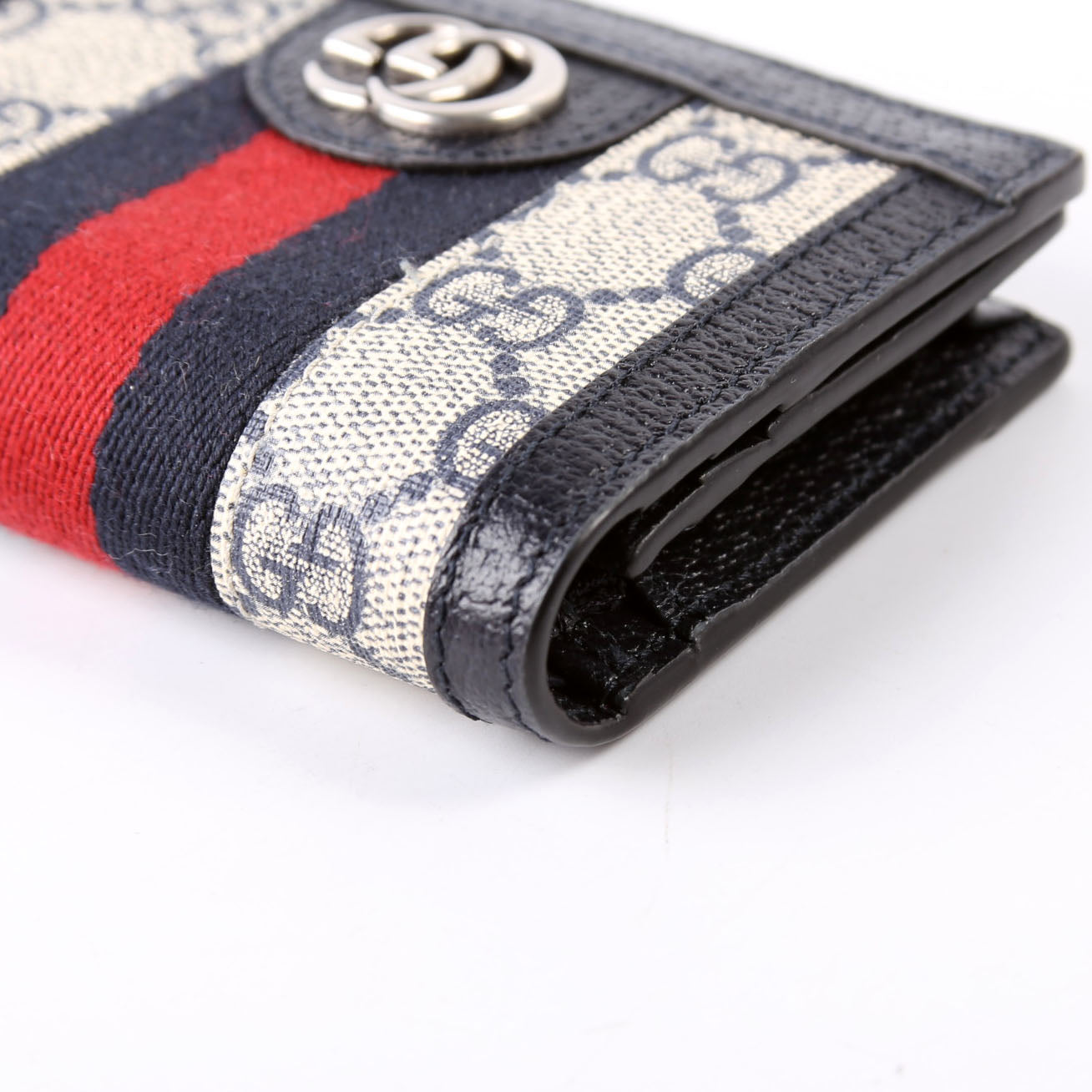 523155 Ophidia GG Card Case Wallet Blue
