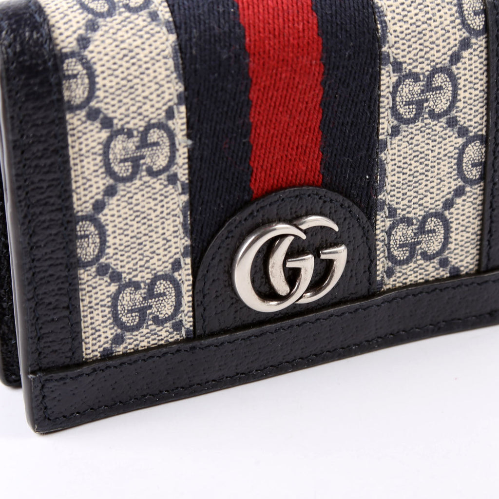 523155 Ophidia GG Card Case Wallet Blue