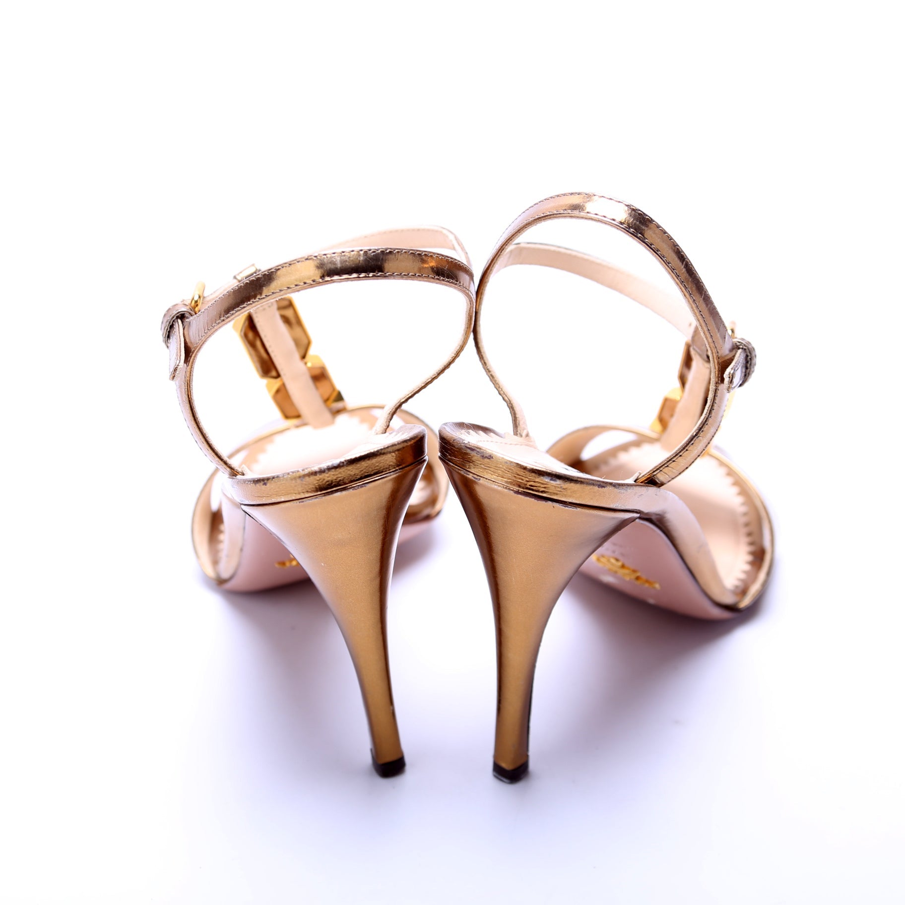 Crystal Strap Sandals Size 37.5 Gold