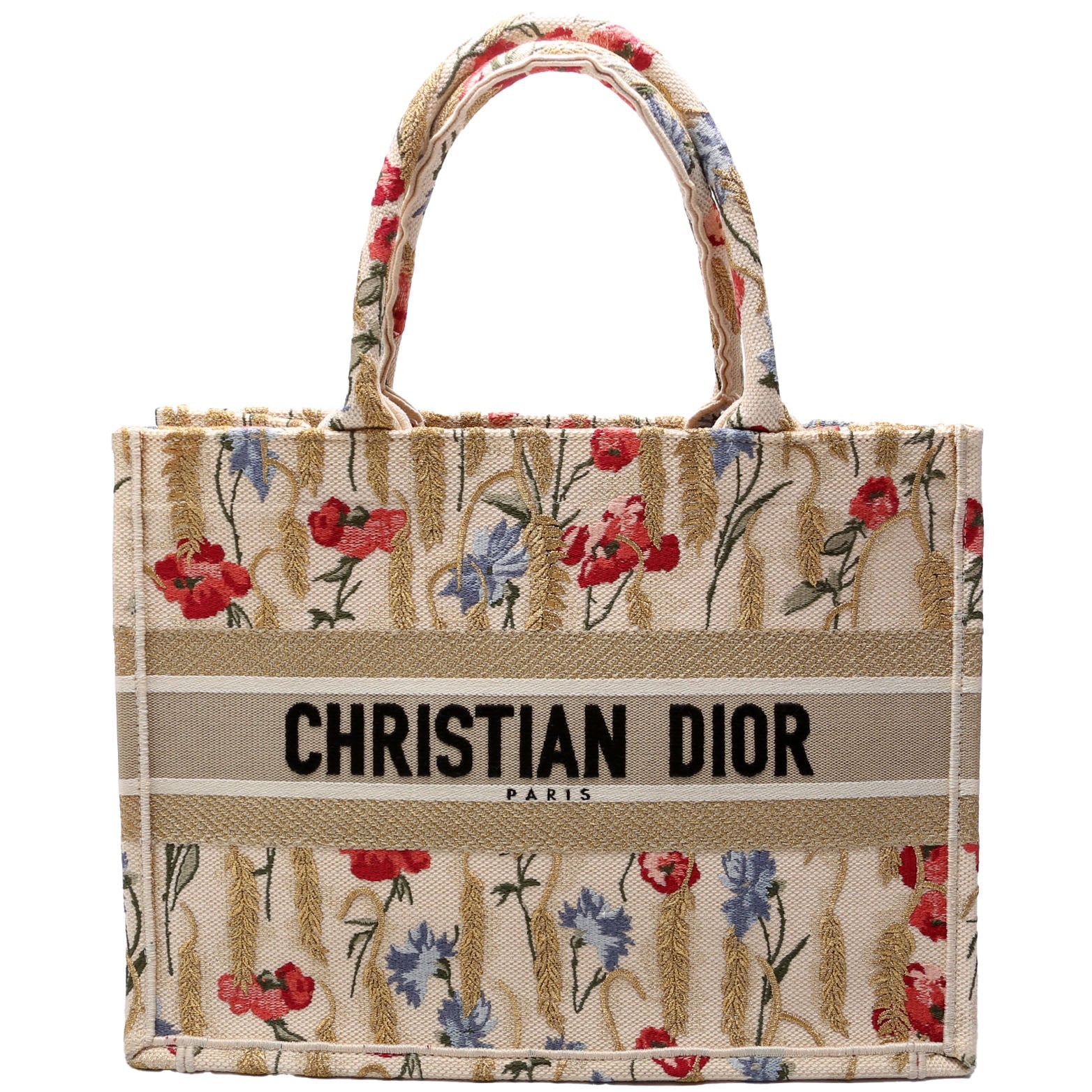 Book Tote Embroidered Hibiscus Medium