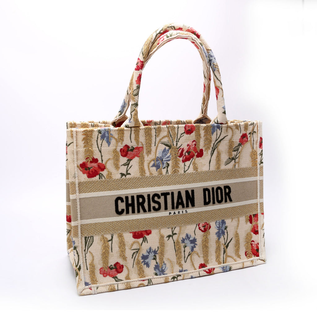 Book Tote Embroidered Hibiscus Medium