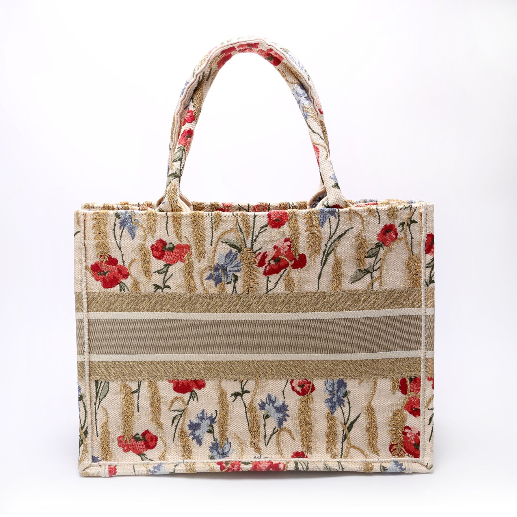 Book Tote Embroidered Hibiscus Medium