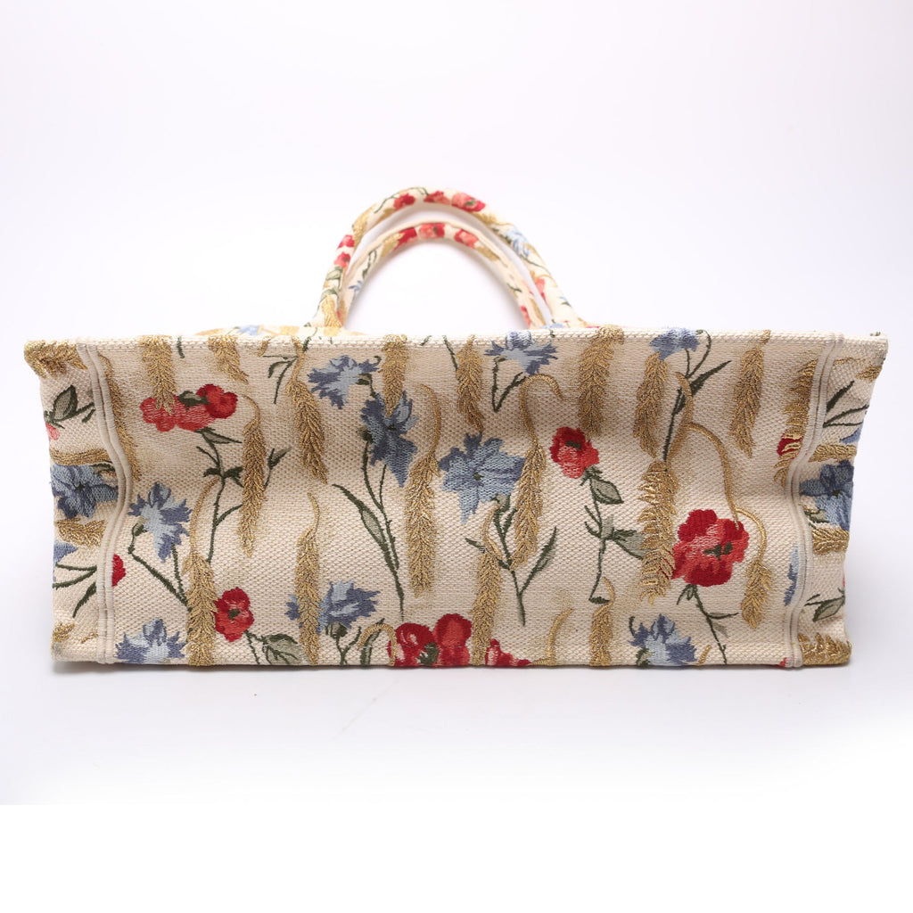 Book Tote Embroidered Hibiscus Medium