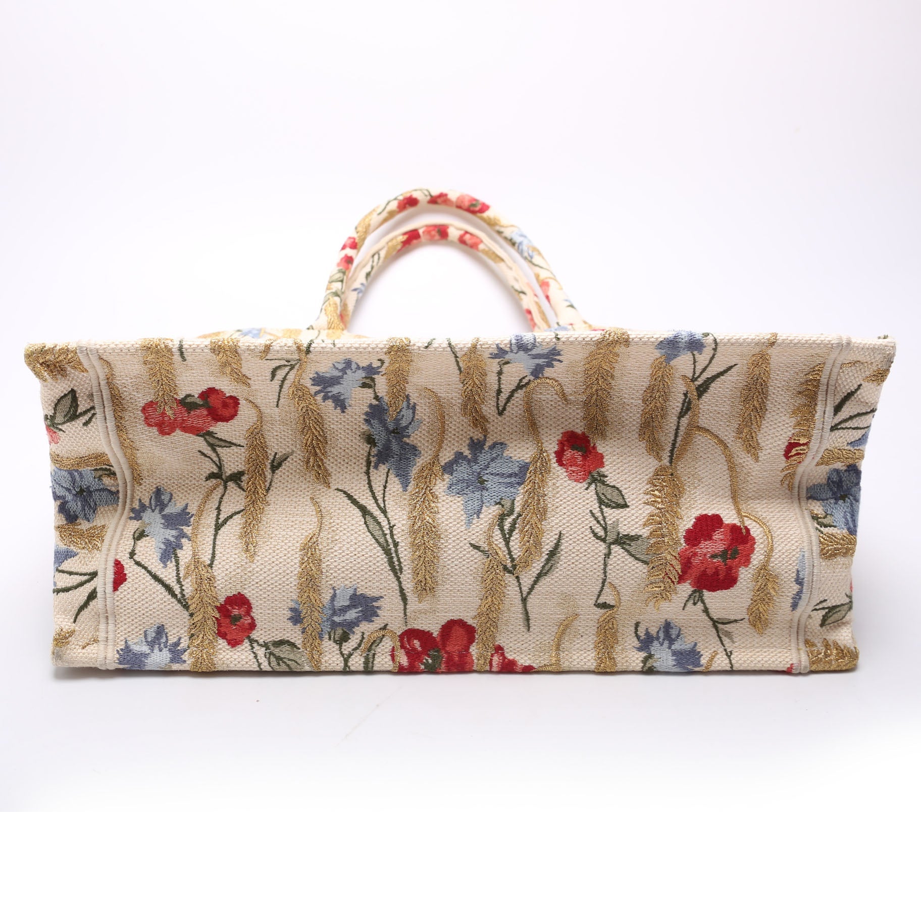 Book Tote Embroidered Hibiscus Medium