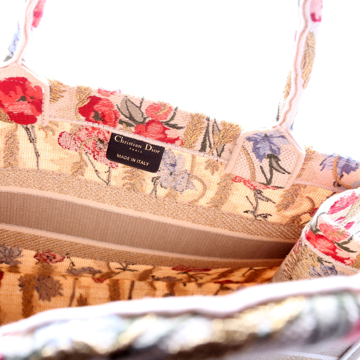 Book Tote Embroidered Hibiscus Medium