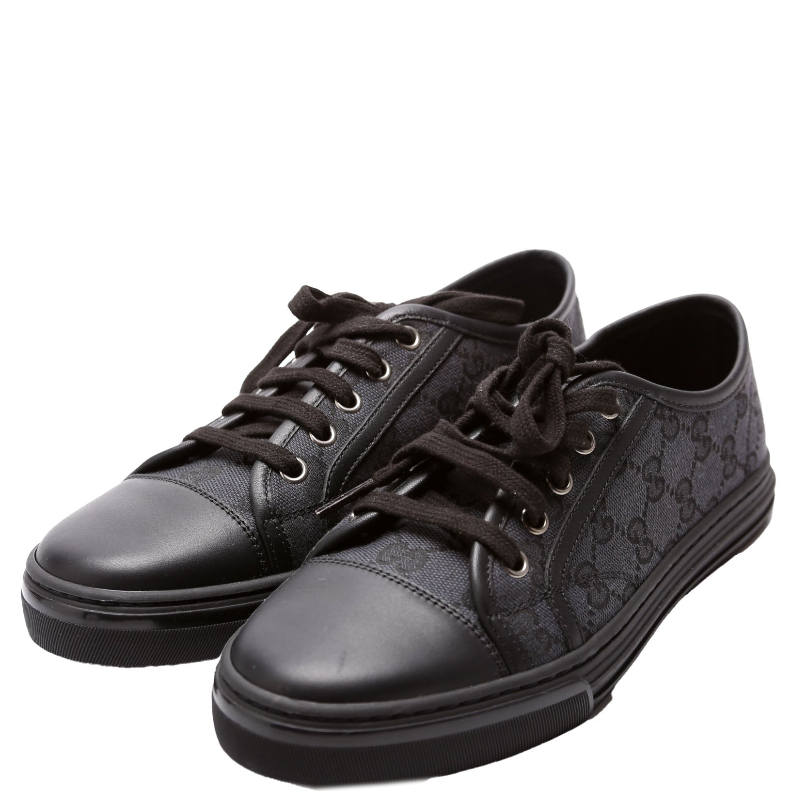 GG Canvas Low Top Sneakers Size 37 Black