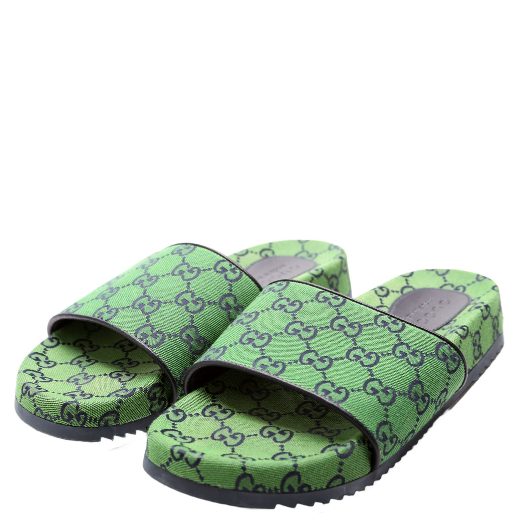 GG Canvas Slides Size Men's 8 Green