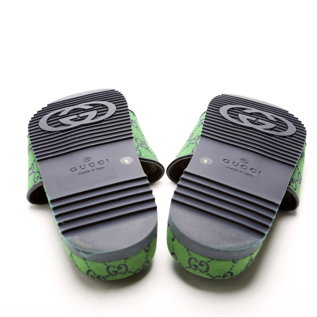 GG Canvas Slides Size Men's 8 Green