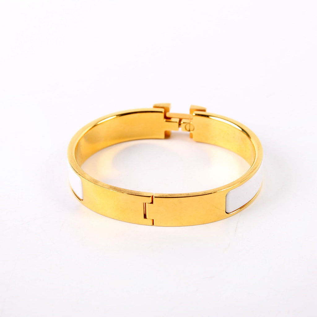 Clic Clac Narrow GM Bracelet Gold/White