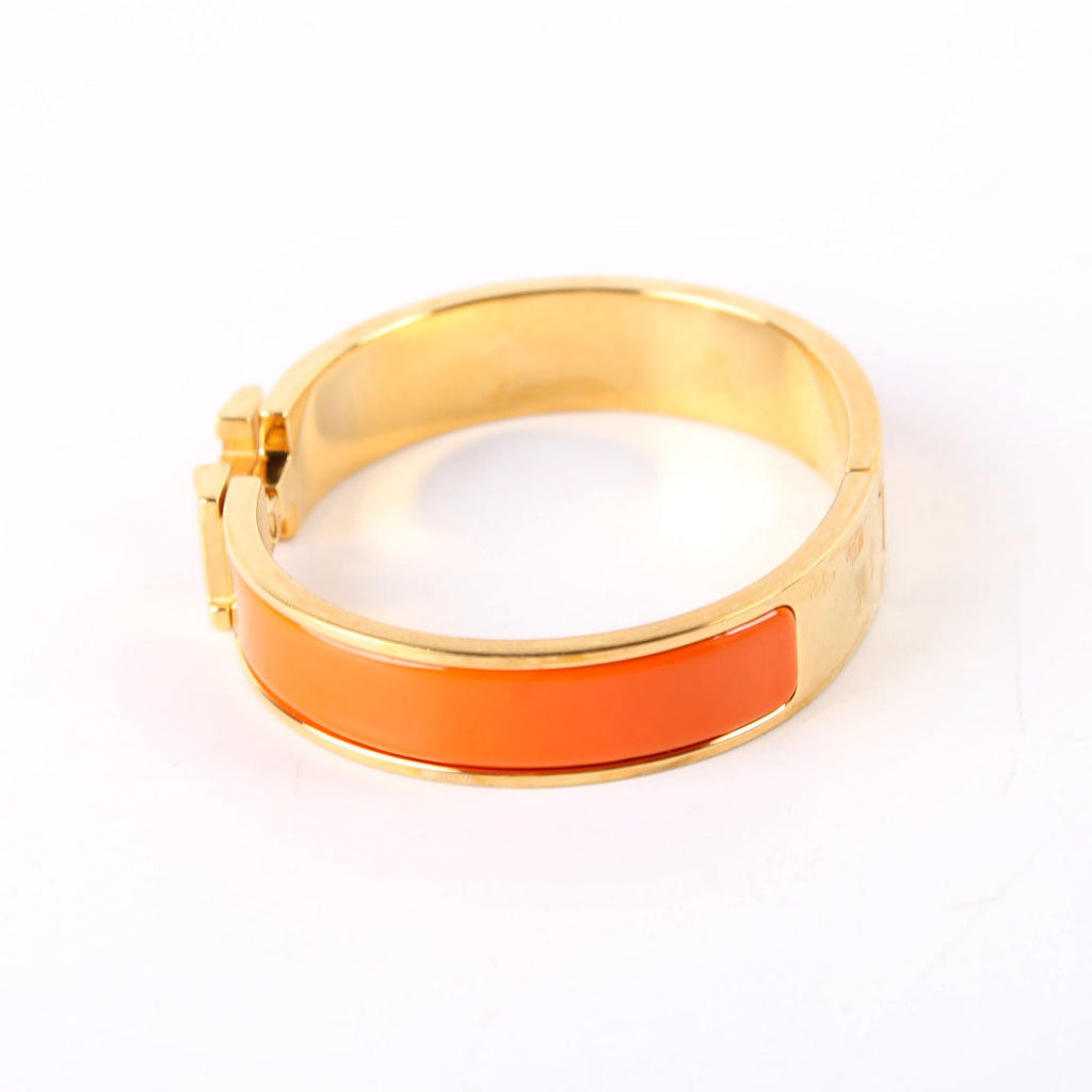 Hermes Clic Clac Narrow PM Bracelet Gold/Orange