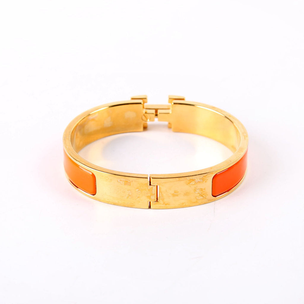 Hermes Clic Clac Narrow PM Bracelet Gold/Orange