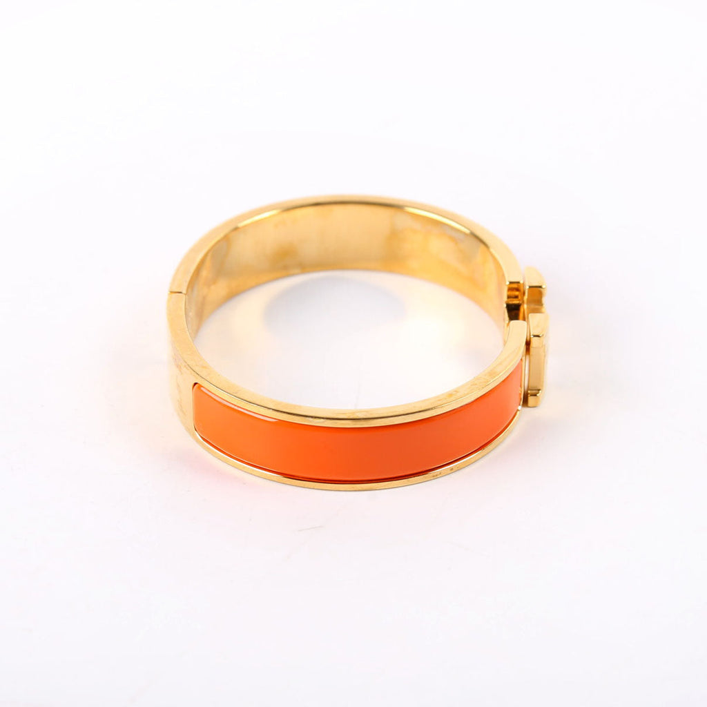 Hermes Clic Clac Narrow PM Bracelet Gold/Orange