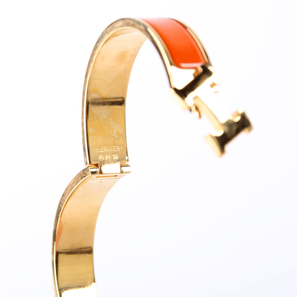 Hermes Clic Clac Narrow PM Bracelet Gold/Orange