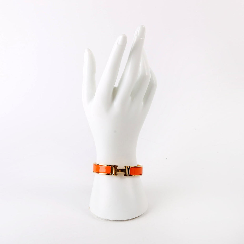Hermes Clic Clac Narrow PM Bracelet Gold/Orange