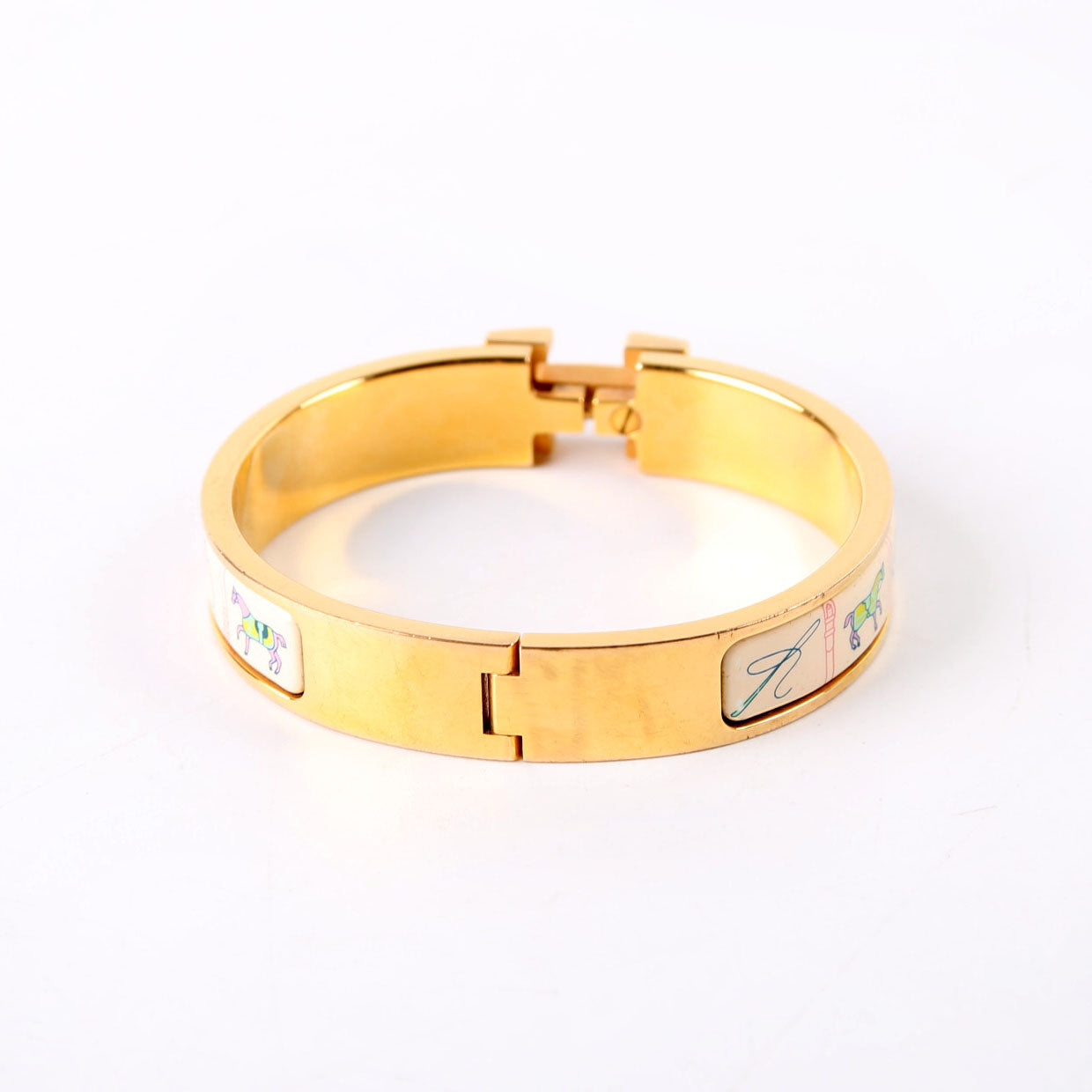Clic Clac Narrow Printed Enamel Bracelet Gold/Multicolor