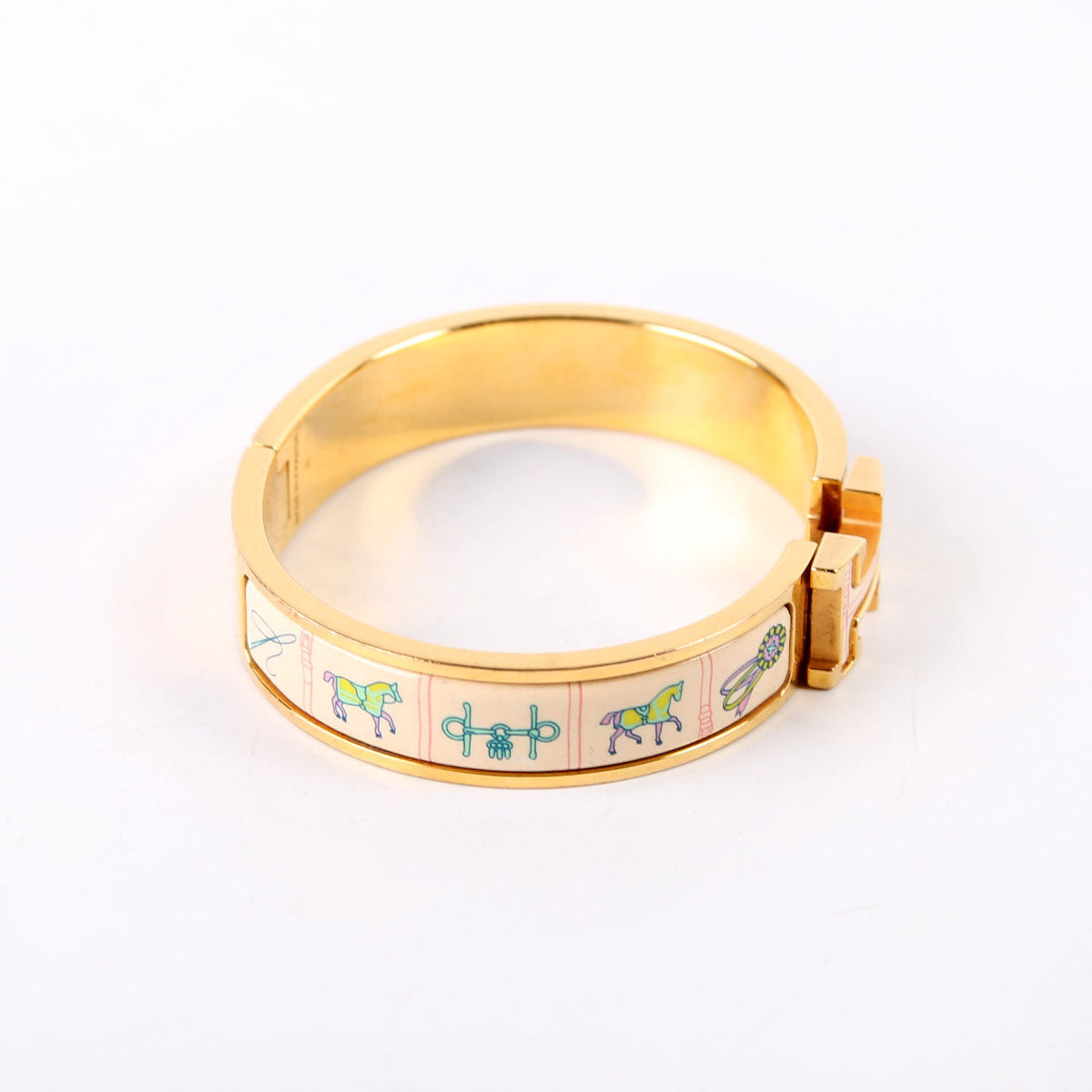Clic Clac Narrow Printed Enamel Bracelet Gold/Multicolor