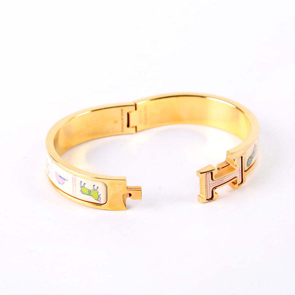 Clic Clac Narrow Printed Enamel Bracelet Gold/Multicolor