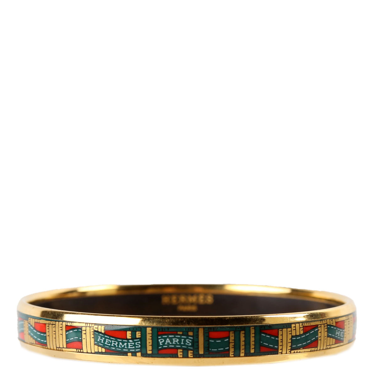 Printed Enamel Narrow Bangle Bracelet Gold/Multicolor