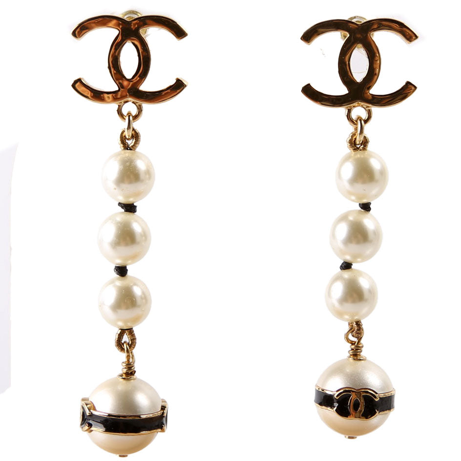 CC Faux Pearl Drop Earrings Gold/Pearl