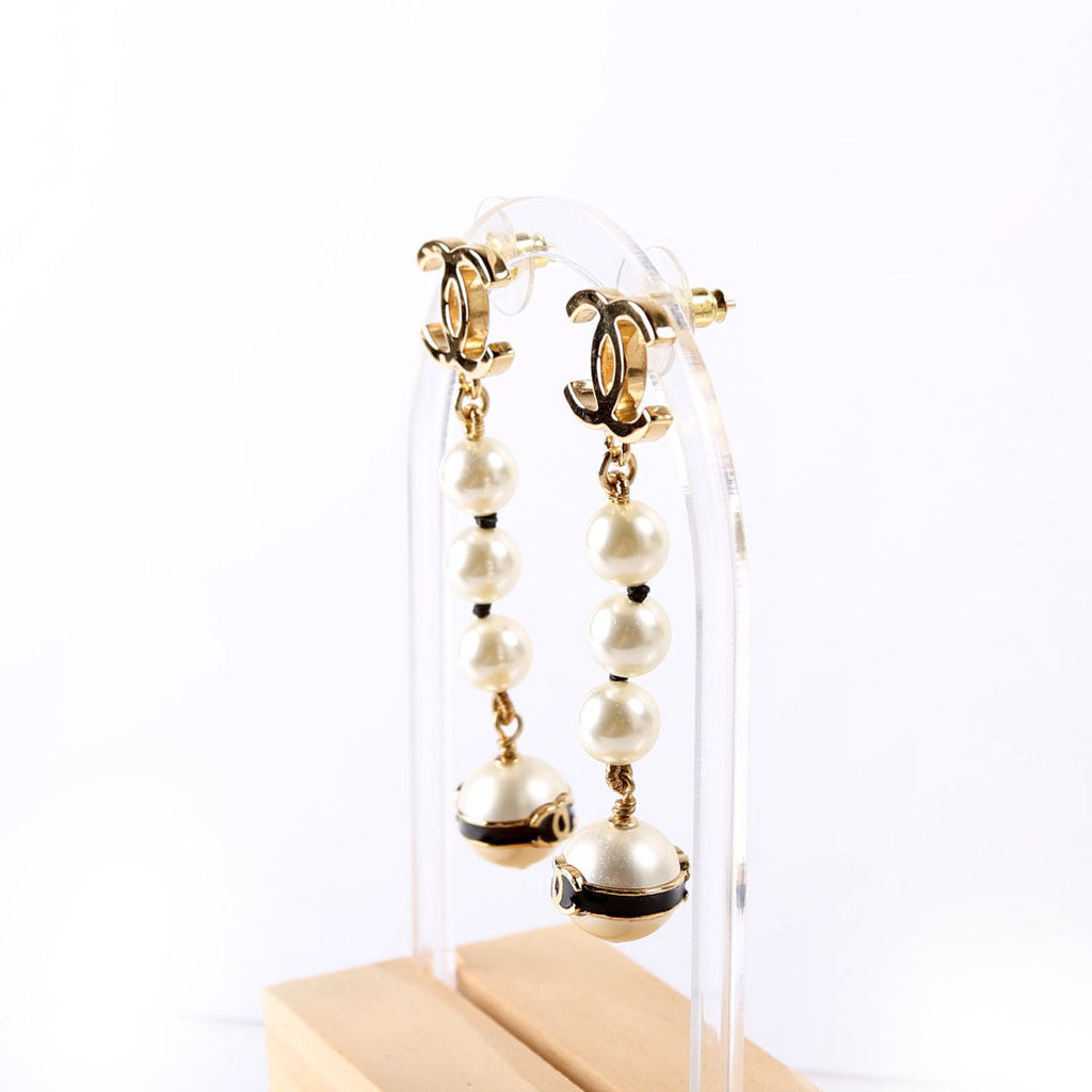 CC Faux Pearl Drop Earrings Gold/Pearl