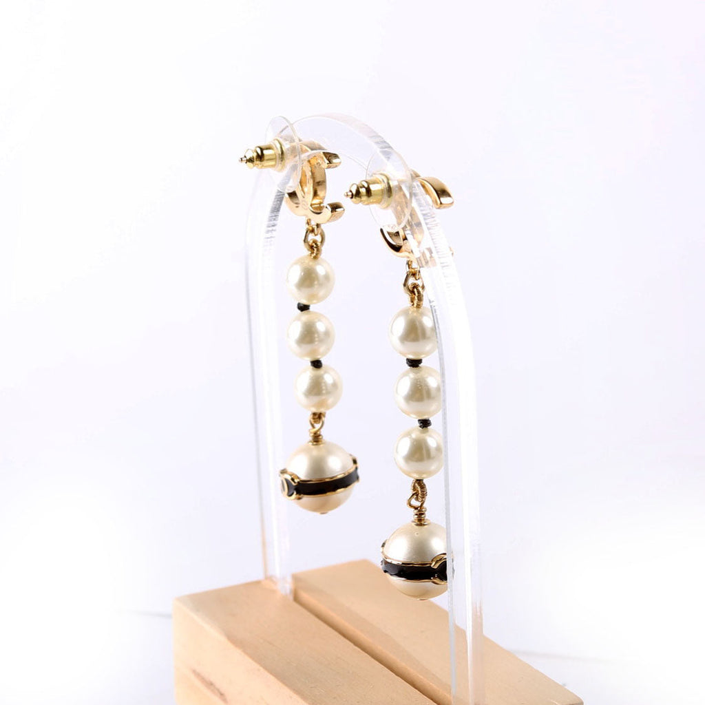 CC Faux Pearl Drop Earrings Gold/Pearl