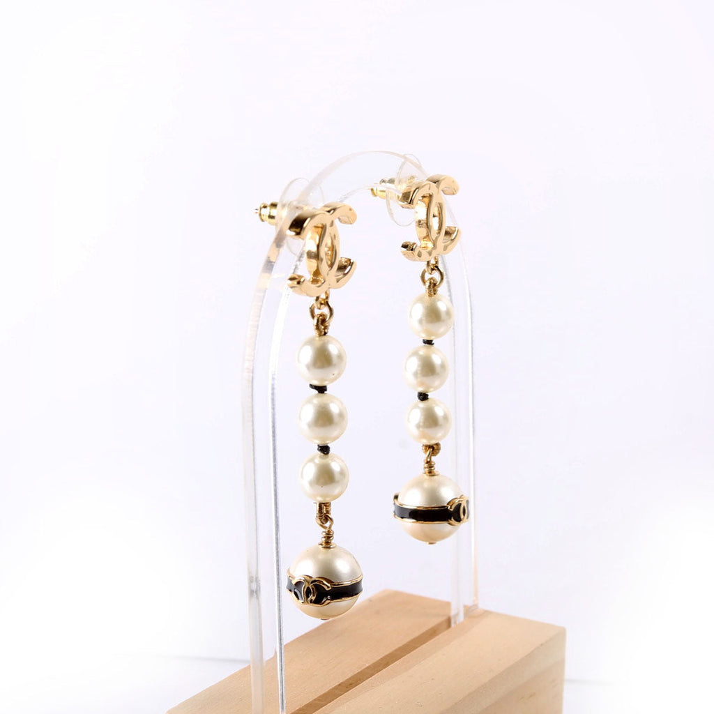 CC Faux Pearl Drop Earrings Gold/Pearl