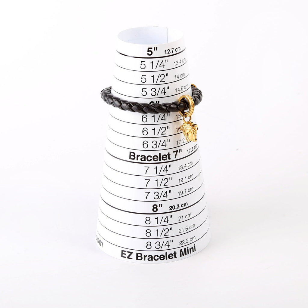 Medusa Braided Leather Bracelet Black/Gold