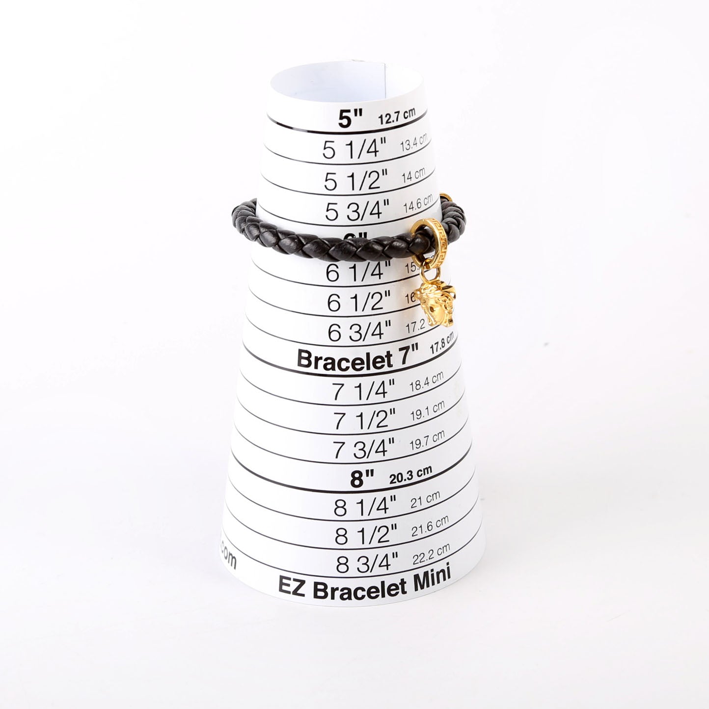 Medusa Braided Leather Bracelet Black/Gold