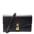 Flower Padlock Crossbody Leather Black