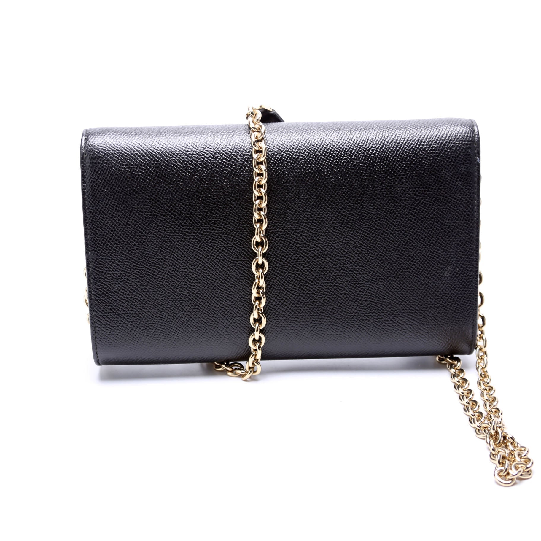 Flower Padlock Crossbody Leather Black