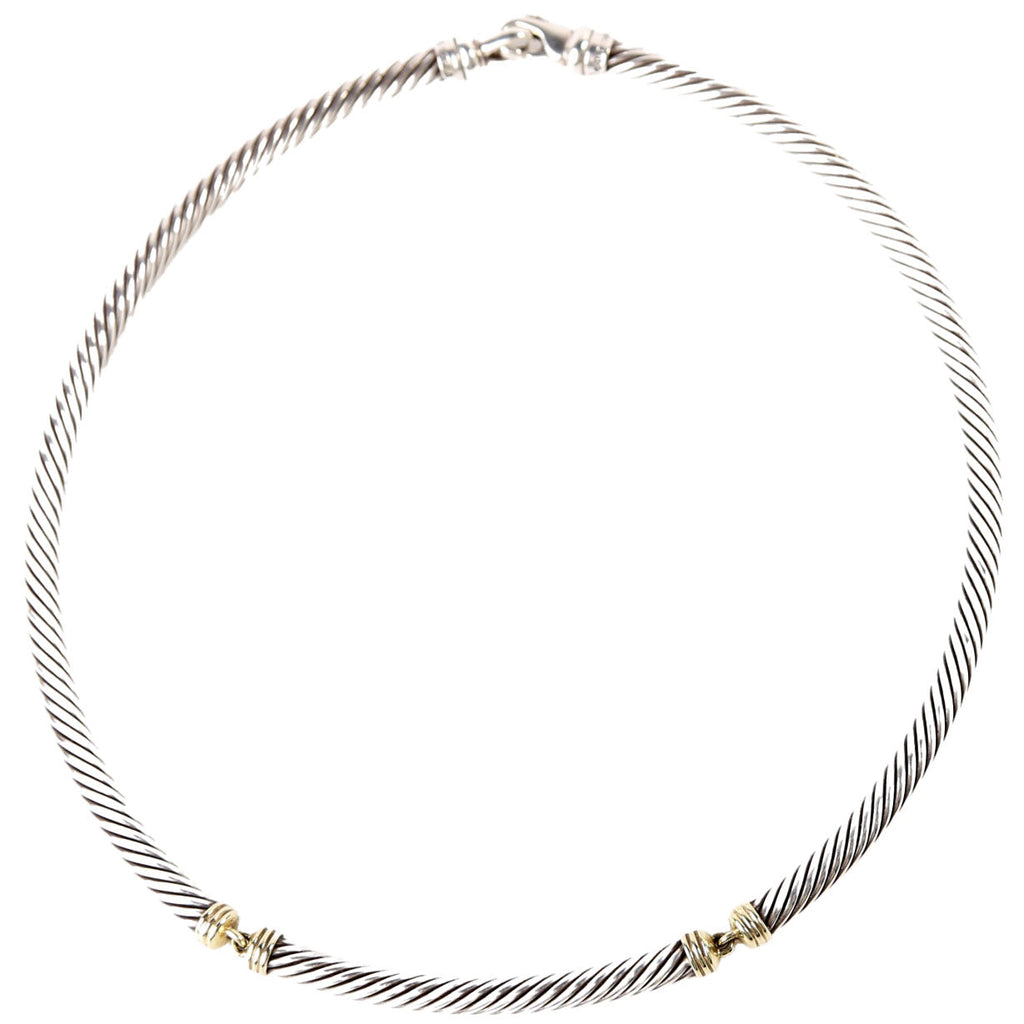 Metro Cable Collar Necklace 925/585 Silver/Gold