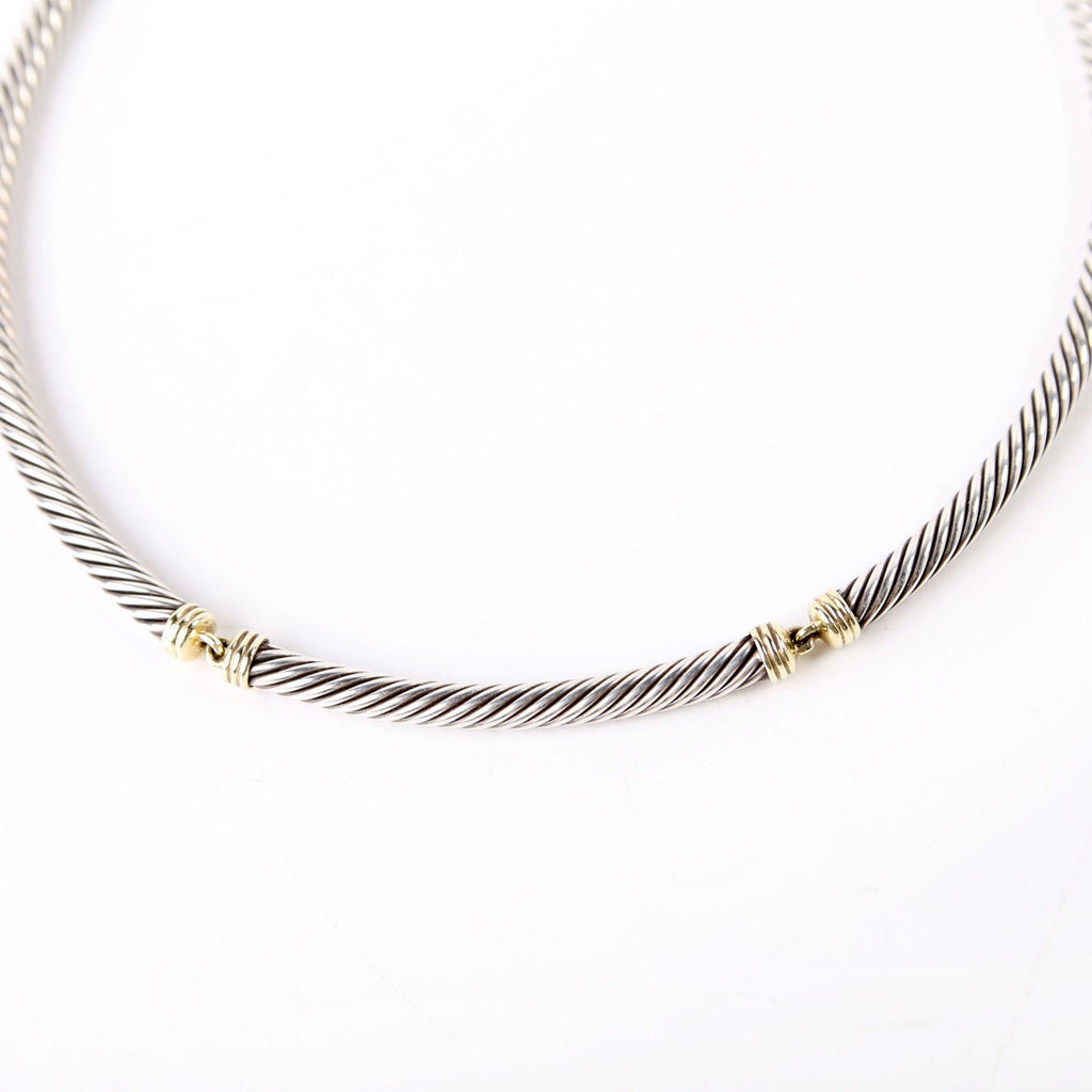 Metro Cable Collar Necklace 925/585 Silver/Gold