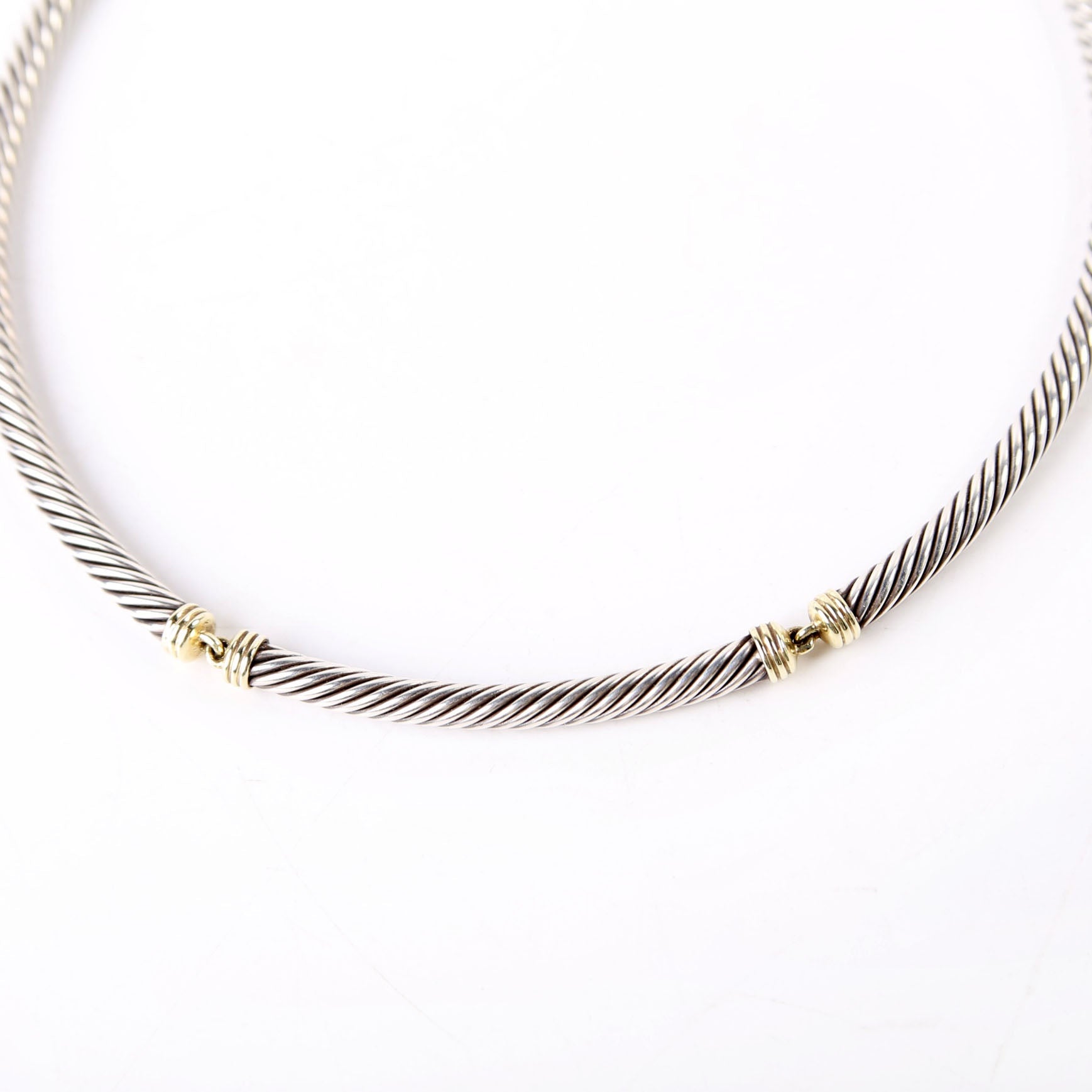 Metro Cable Collar Necklace 925/585 Silver/Gold