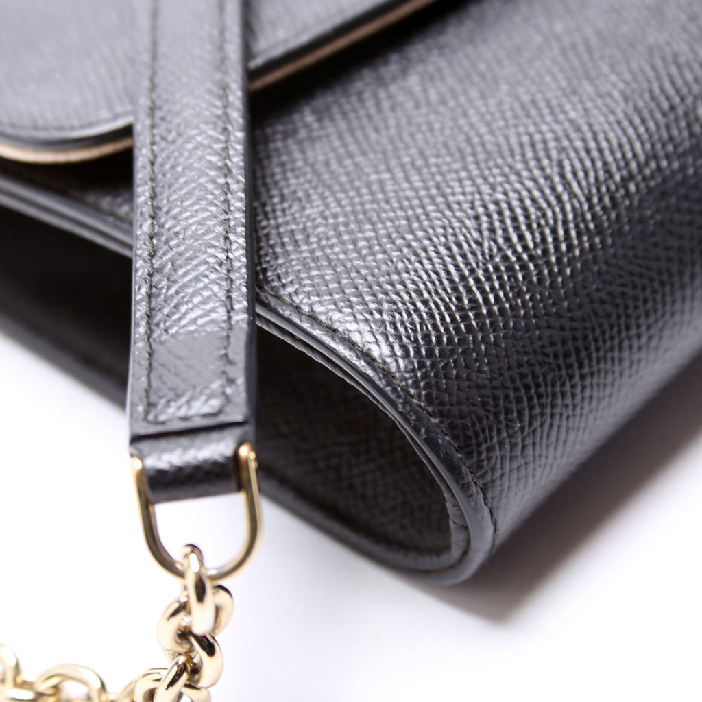 Flower Padlock Crossbody Leather Black