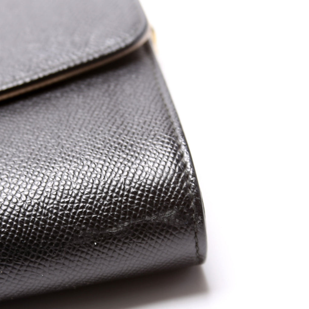 Flower Padlock Crossbody Leather Black