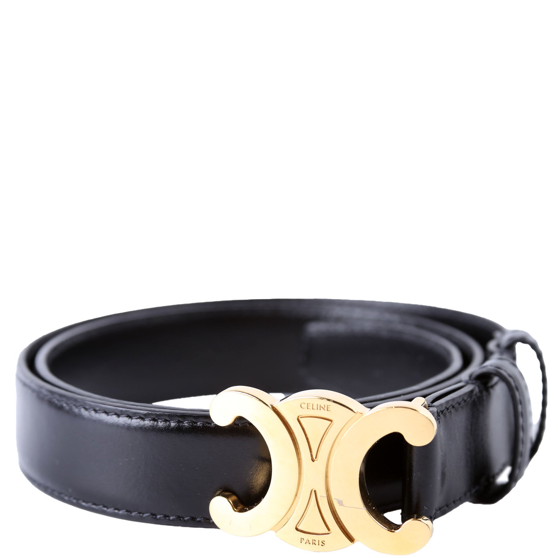 Triomphe Medium Taurillon Leather Belt Size 70 Black