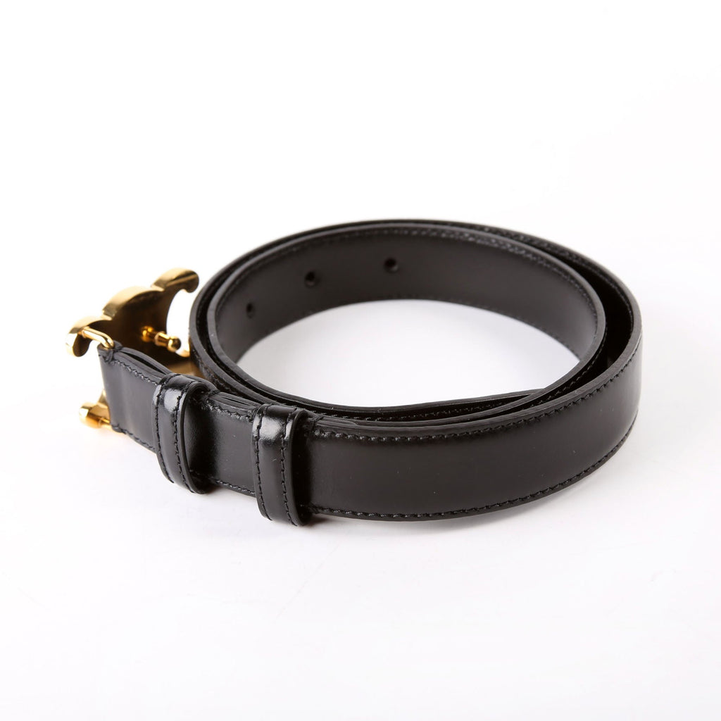 Triomphe Medium Taurillon Leather Belt Size 70 Black