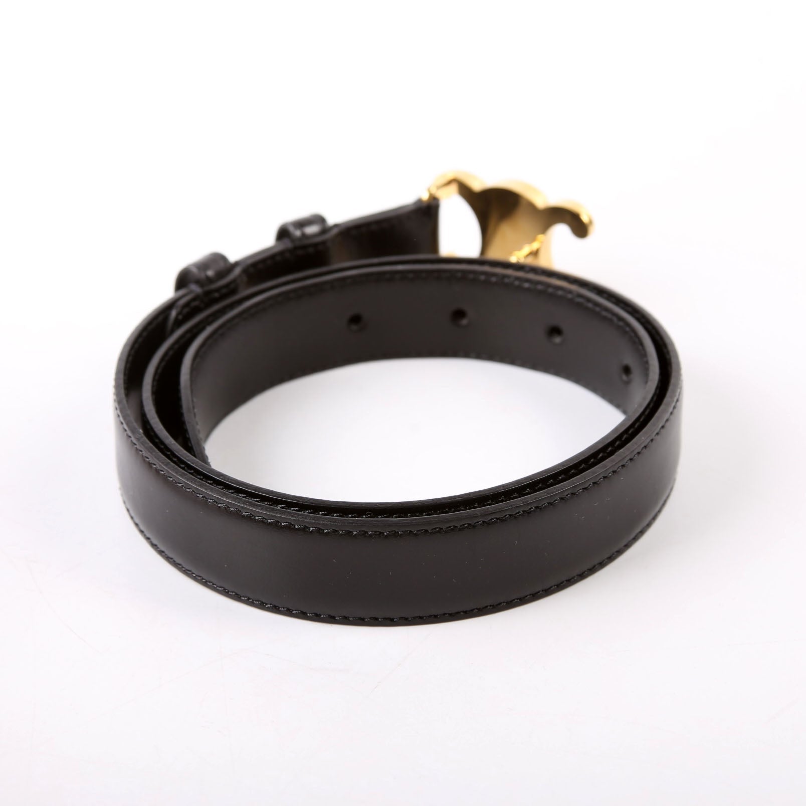 Triomphe Medium Taurillon Leather Belt Size 70 Black