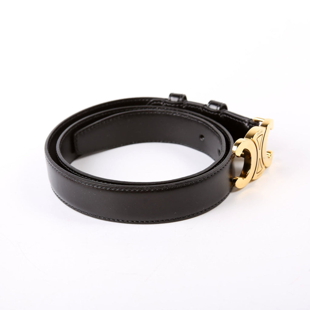 Triomphe Medium Taurillon Leather Belt Size 70 Black