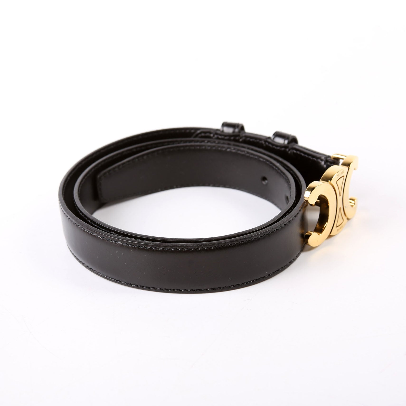 Triomphe Medium Taurillon Leather Belt Size 70 Black
