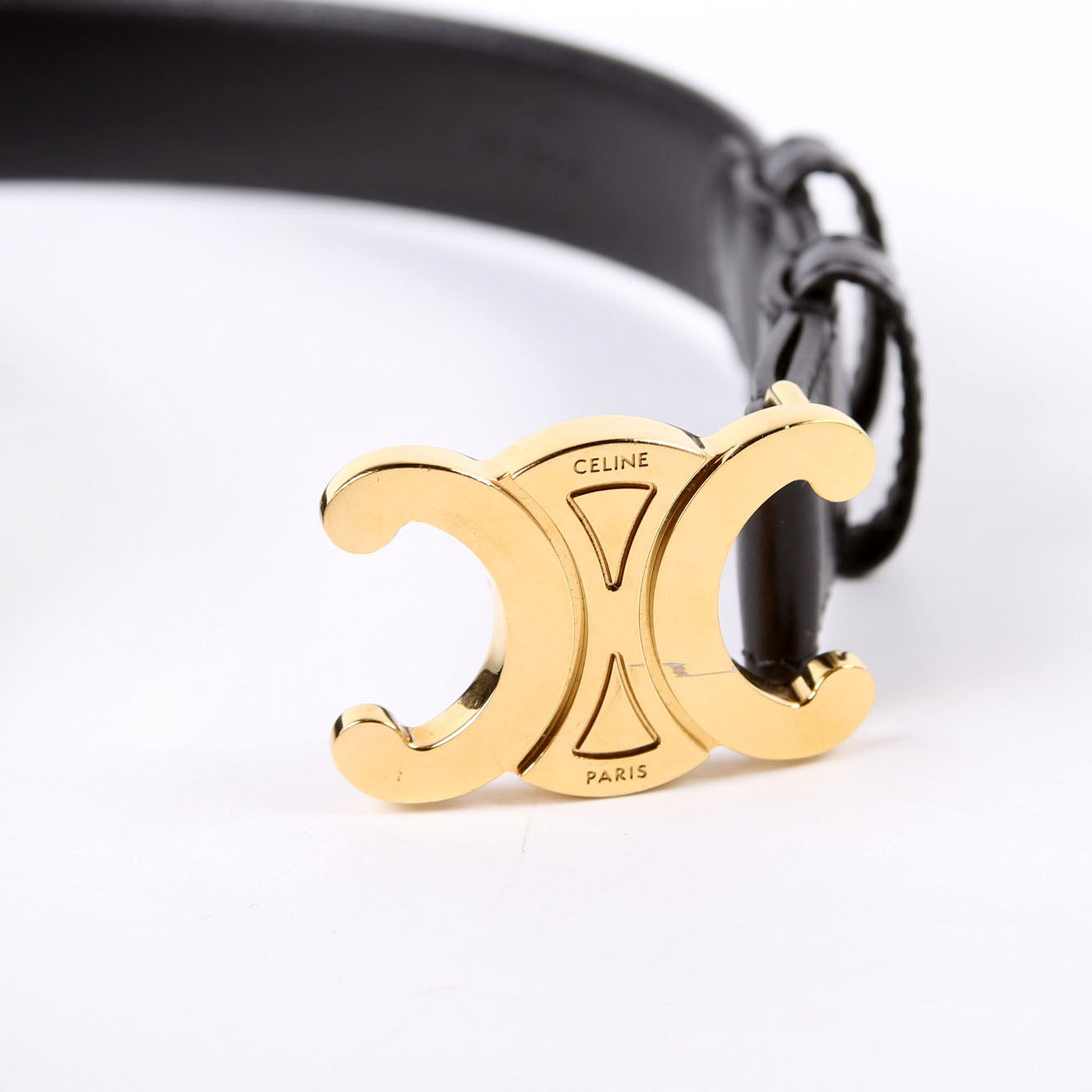 Triomphe Medium Taurillon Leather Belt Size 70 Black