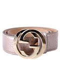 114876 Interlocking Leather Belt Size 85/34 Taupe