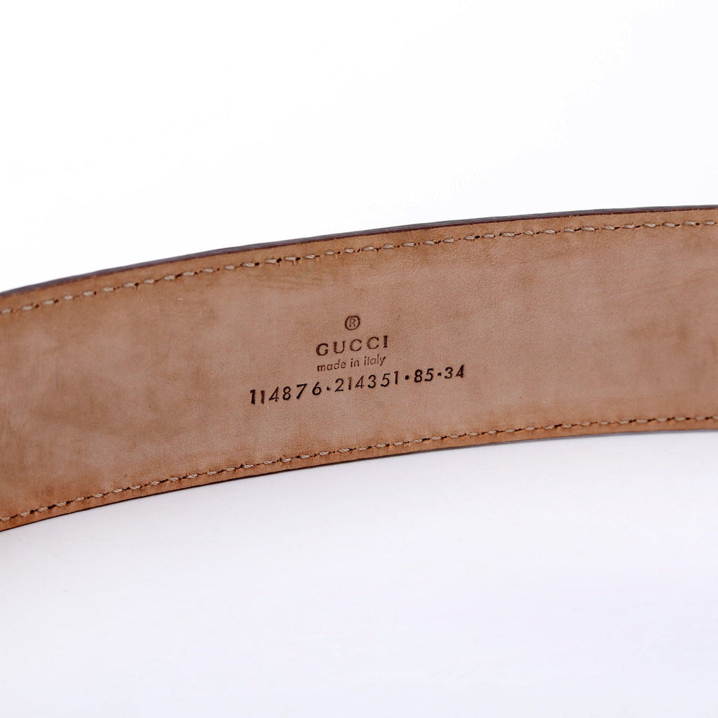 114876 Interlocking Leather Belt Size 85/34 Taupe