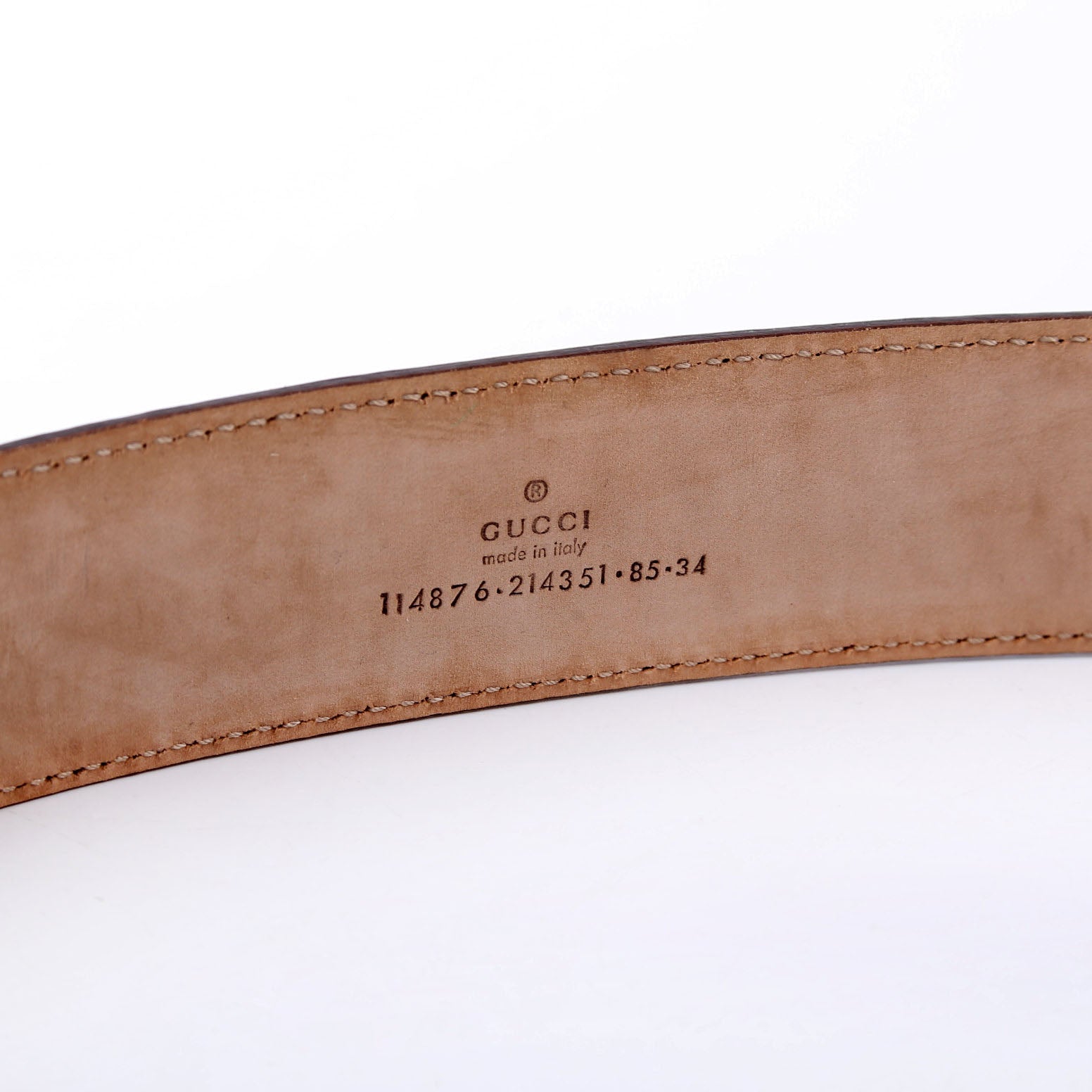 114876 Interlocking Leather Belt Size 85/34 Taupe