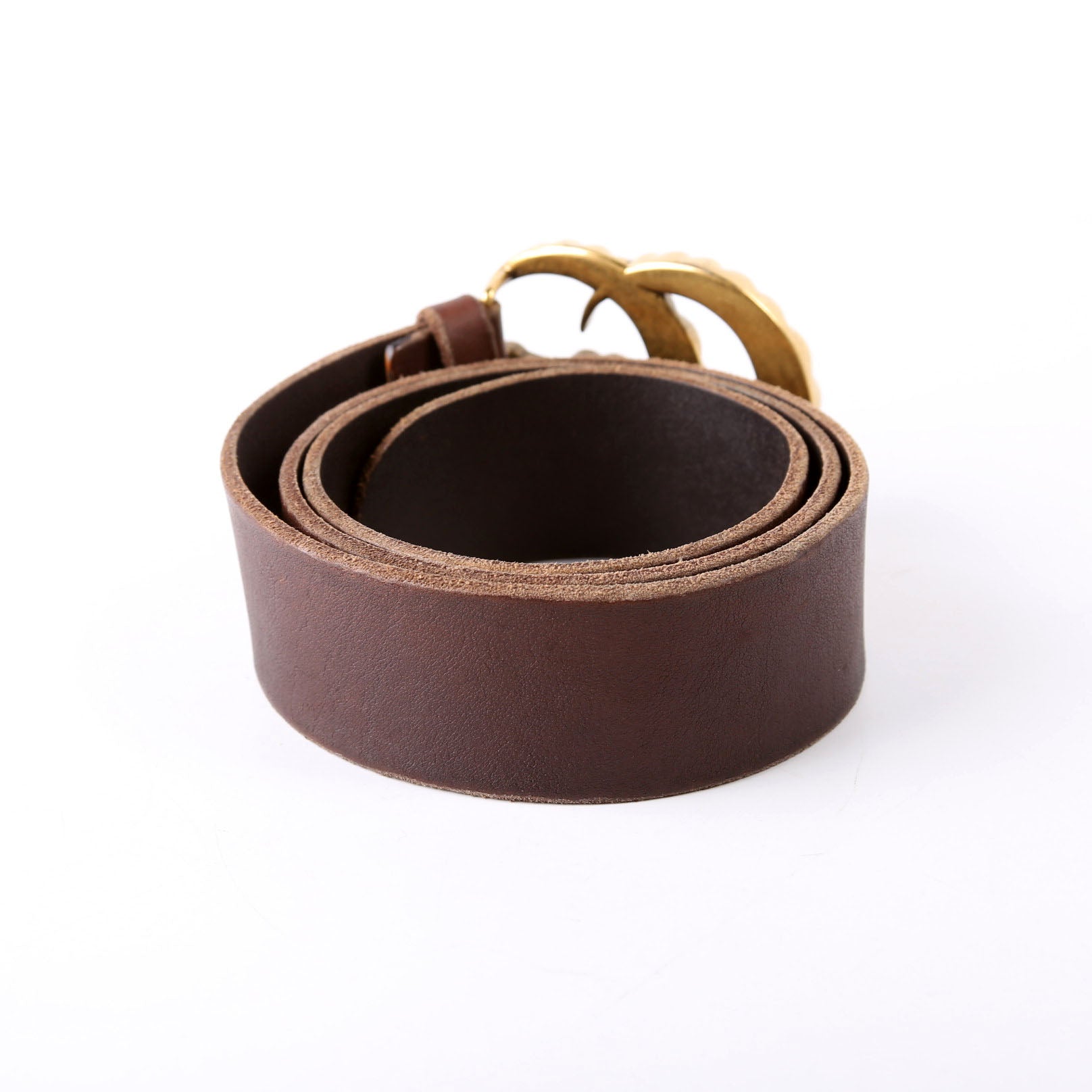 476341 Crystal GG Leather Belt Size 85/34 Brown