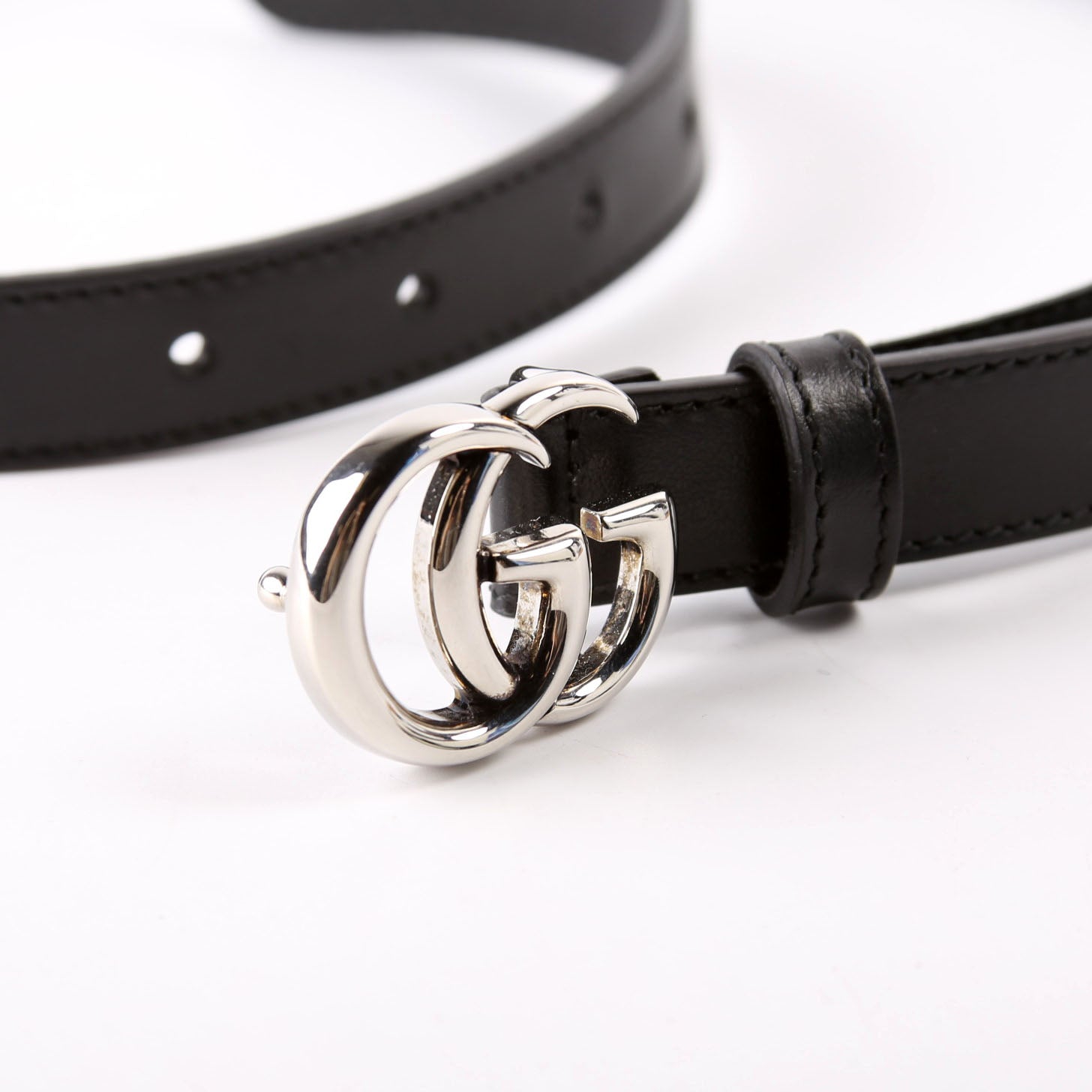 Gucci 409417 GG Marmont Thin Belt Size 70/28 Black
