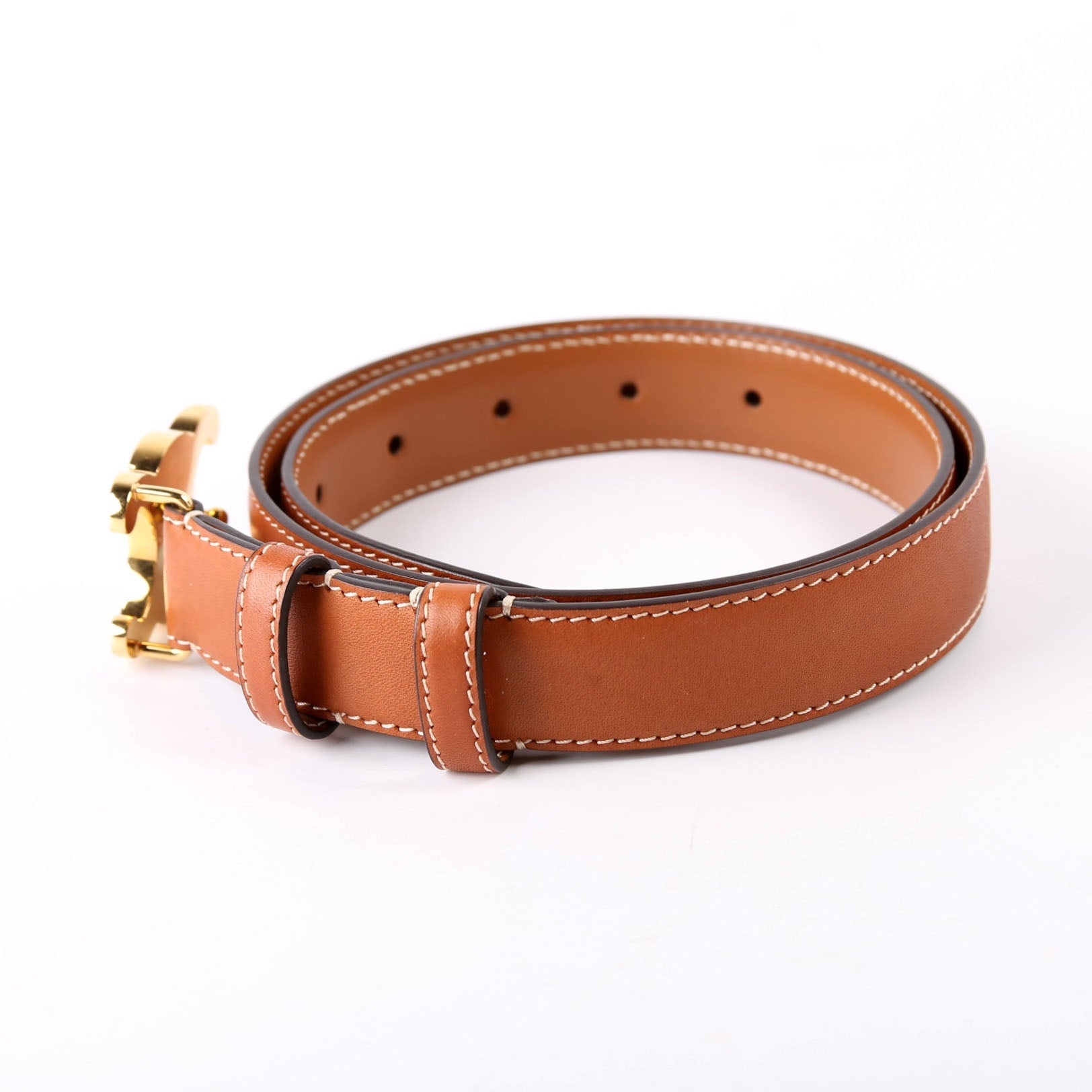 Triomphe Medium Taurillion Leather Belt Size 70 Brown