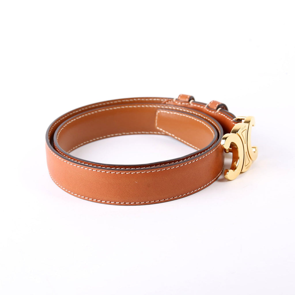 Triomphe Medium Taurillion Leather Belt Size 70 Brown